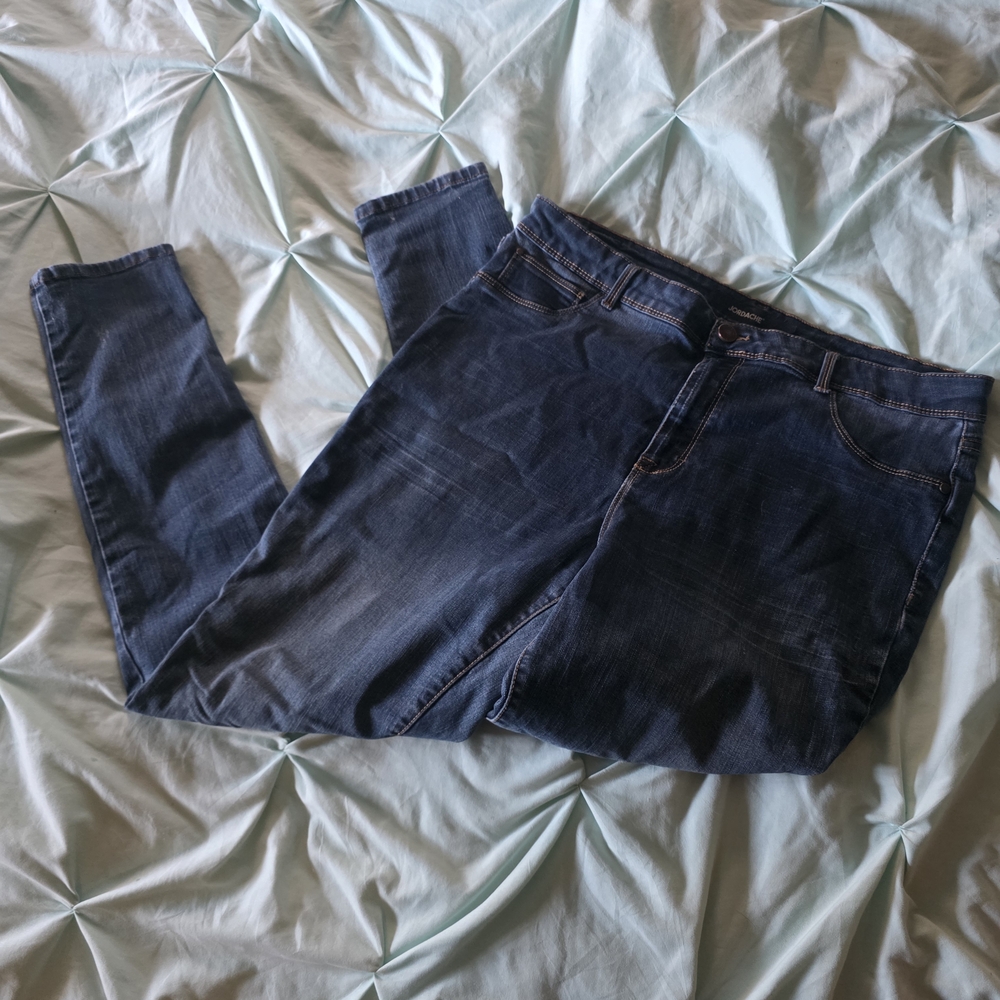 Jordache Dark Blue Denim Jeans with Brown Patch